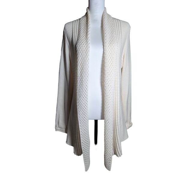 89th and  Madison open Cardigan SzMBust 40"Cream color multi Texture - Picture 1 of 9